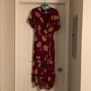 High-low wrap dress